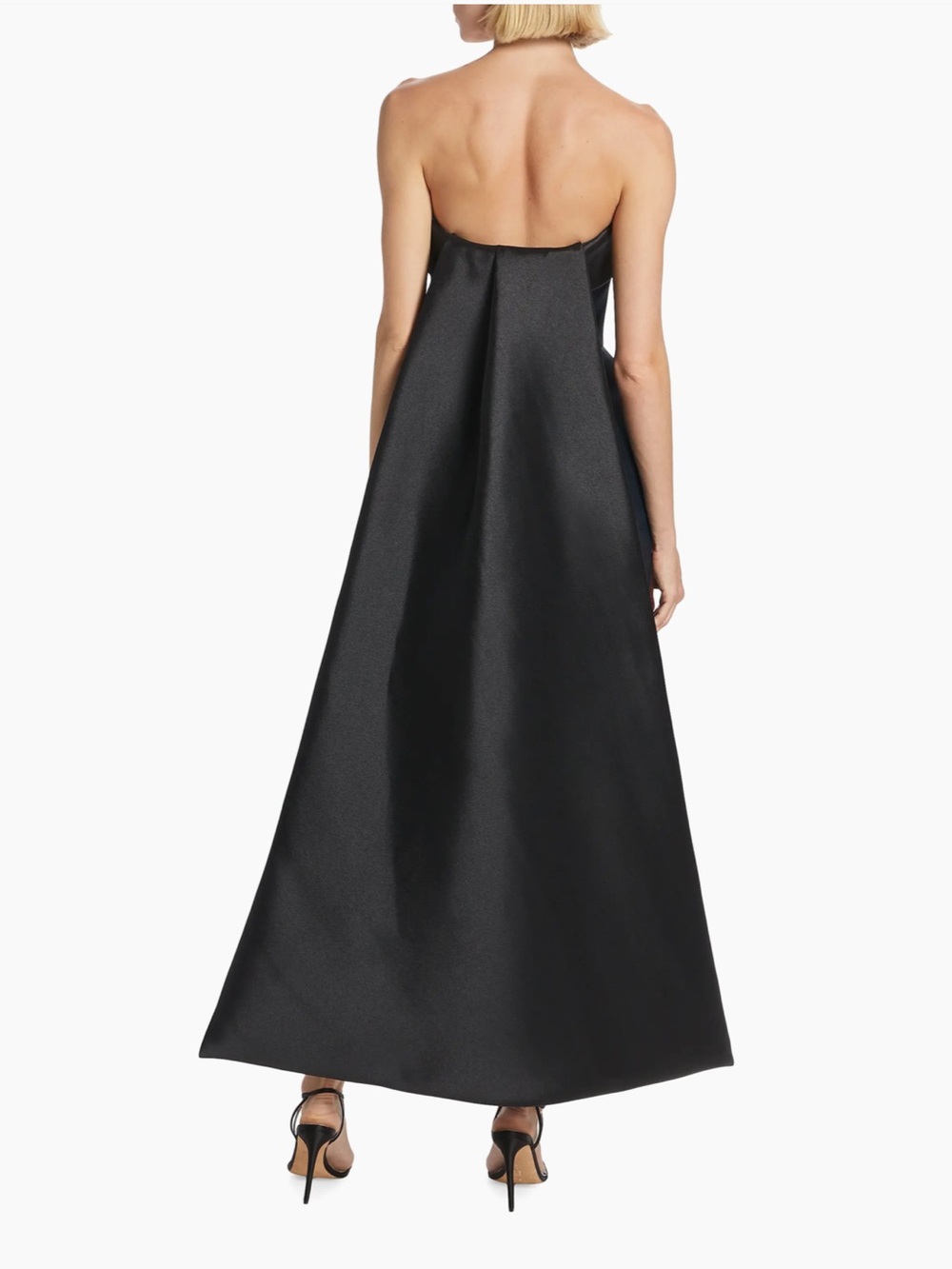 Amsale Mikado Satin Strapless Navy High-Low Tea-Length Evening Dress - Picture 5 of 7